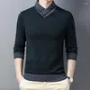 Suéteres masculinos suéter de lã de lã Botões de moda de inverno masculino malha jumper caxemira knitwear longa com mangas compridas