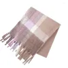 Scarves Winter Longer Scarf Female Warm British Long Muffler Mohair Tassel Women Plaid Shawl