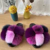 Real Fluffy Summer Fur Non-slip Slides Women Furry Ladies Cute Plush Hair Slippers 23081 36 ry