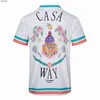T-shirts voor heren Casablanca 23 Nieuwe Summer Beach Resort Set Letter Print Black T-Shirt Fashion Men's and Women's 100% Cotton HKD230817