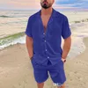 2023 Summer Mens Tracksuit Catal Cotton Cinen اثنين من قطعتين من طوق البولو قميص قصير الأكمام القصيرة والسرات القصيرة بالإضافة إلى ملابس M-3XL