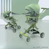 Kinderwagen# Luxury High View Baby Kinderwagen Zwei-Wege-Ultra-Licht-tragbarer Faltwagen können sitzen und vier Räder befinden