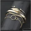 Cuff alla moda in stile mtilayer oro e sier chiaian con foglie per donne link gioielleria sysbc drop drop bracelets dhqp6