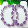 Armreifen natürliche facettierte Amethyst -Freiform -Armbandkristallarmbänder runde Perlenstrecke Heilung Edelstein Geburtstag 1pcs 9x10mmmm