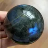 Decorative Figurines 518g Natural Stone Labradorite Rock Polished Crystal Ball Quartz Sphere Moonstone Feng Shui 2023 Decoration Gift Reiki