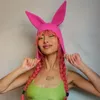 Beanieskull Caps Rabbit Ears Beanies Hat Vuxen Spring and Summer Korean Version Söta kattöron Roliga Pullover Stängade hattar för kvinna 230816