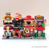 Blocchi Mini Street View Building Building Buildings Food Mall Sushi Ice Pizza Restaurant Assemblaggio di puzzle B Gentile giocattolo per bambini R230817