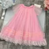 Designer abiti da bambino prospettiva in pizzo ragazza vestito taglia taglia 90-150 cm a maniche corte per bambini gonna baby abbigliamento da maglia ricamato estivo giugno12 giugno12