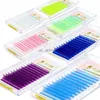 Cílios falsos misturam extensão de cílios coloridos individuais parto de vison ombre vermelho roxo rosa azul cílios coloridos UV Extensão de cílio de neon suprimentos de cilio hkd230817