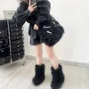 Boots Punk Womens Set Tote Bag Snow Winter Fur Beach Sheep Plush Sweet Cool Street Style 230817