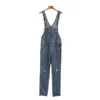 Frauen Jeans Sommer Overalls Street Trendy Women Straight Tube Suspenders