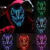  LED Cadılar Bayramı Maskesi Karanlık Maskaralarda Karışık Luminous Glow Cadılar Bayramı Anime Partisi Kostümü Cosplay Masques El Wire Demon Slayer Fox Au17