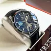 ساعات المعصم Aokulasic Top Mens Fashion Watch Automatic Watch Man Mechanical Watches Luxury Leather Clock Relogio Masculino 2023