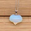 Pendant Necklaces Crystal Quartz Heart Shaped Carved Gem Stone Tumble Polished Necklace On Adjustable Cord Natural Jewelry