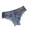 Kvinnors jeans sexiga thong denim shorts kvinnor mode rippade korta sommar trosor damer vintage knapp blixtlåsbyxor