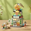 Блоки New Loz Foldable Street View Architecture Building Bloand Set Food Store Luoshifen Lemon Tea Shop Collection R230817