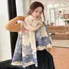 Lenços de luxo moda floral cobertor espesso de inverno lenço quente para mulheres shawl shraps pashmina lenço estobas bufanda fêmea 230817