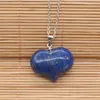 Pendant Necklaces Crystal Quartz Heart Shaped Carved Gem Stone Tumble Polished Necklace On Adjustable Cord Natural Jewelry