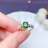 Klusterringar klassiska klara gröna diopside ädelstenring för 925 silver smycken runda ljus färg naturlig ädelsten flicka födelsedagsfest gåva