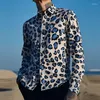 Casual shirts voor heren heren Leopard Print Vintage Button-Up revershemd 2023 Fall Fashion Mens Long Sleeve Streetwear Clothing
