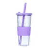 Water Bottles 24OZ Straw Cup Drink Change Color Mugs With Lid Plastic Tumbler Matte Coffe Bottle Food Grade PP