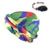 Feanie/crânio Caps Camuflagem Turban Hat for Men Satin Turbans forrado Torno macio Capinha de cabeceira enrolada Silky Durags Street Hip Hop Macho Chapéus 230817