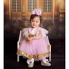 Första Walkers Dollbling Born Pography Baby Girl Royal Crown Personlig presentkammare Deco Bling Pink Rhinestone Shoes pannbandsset