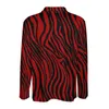 Men's Polos Striped Ruby Red Polo Shirts Autumn Abstract Print Casual Shirt Long Sleeve Collar Vintage Custom Oversized T-Shirts