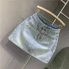 Джинсовые юбки дизайнерские женские юбки с поясничными поясными мини -юбкой для женщины летняя корейская джинсовая джинсы.