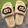 Designer Women's Slipper Sandal Fashionable Warm 100% Wool Cotton Black White Shoes Indoor Outdoor Women's Slipper Designer Autumn Winter001