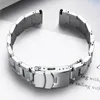 Watch Bands 22mm Luxury Casual Men's Universal Strap Classic Waterproof Silver Stainless Steel Safety Folding Buckle Wrist