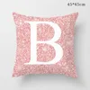 Pillow Case Pink Sequin Letter case DIY English Letter Cushion Cover Kids Girls Room Decorative Cover Home Car Decor case HKD230817