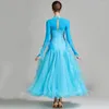 Stage Wear Lake Blue Ballroom Dance Dresses Competition Women Performance Fringe Foxtrot Party Waltz Dancing Clothes Standard Modern