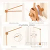Wooden Baby Rocket Bed Bell Bracket Set Crochet Star Rattle Space Astronaut Bed Bell Crib Hanging Toys For Kids Gifts HKD230817