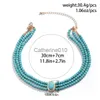 Hangende kettingen Salirkoon elegant groen patroon bead chain korte ketting trend multi -gelaagde imitatie parel choker vrouwen charm weddjewelry j230817