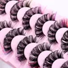 Natural Thick Fluffy Color False Eyelashes Extensions Wispy Soft Handmade Reusable Multilayer 3D Mink Fake Lashes with Color Full Strip Eyelash