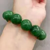 Странд 16 -миллиметровый браслет зеленого нефрита Мужчины Женщины прекрасные ювелирные изделия подлинные китайские нефрит -хетианские бусинки Эластичный браслет