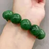 Strand 16mm سوار خضراء السوار الرجال نساء مجوهرات راقية حقيقية الصينية النيفريت هيتيان حبة مرنة bangle