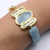 Strand Guaiguai Biżuteria Square Aquamarine Jades Hodowle Biała perłowa bransoletka Bransoletka ręcznie robiona dla pani