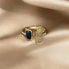 Band Rings Fransız Retro Romantik Renk Eşleştirme Damlası Sır Altın Açık Yüzükler Kadın için 2022 Kore Moda Mücevher Partisi Kızların Lüks Yüzüğü J230817