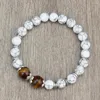 Strand Charm Beaded Bracelet For Women Men 8mm Natural Stone Stretch Bangles Buddhist Prayer White Wrist Jewelry Male Bracelets