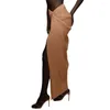 スカート女性トレンディなスカートソリッドカラーセクシーパッケージヒップ長い不規則なラッチの足首長さとサイドスリットの夏