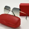 Luxusdesigner Sonnenbrille für Männer Carti Brille Mode Brille Frauen großer Platz UV400 Gold Frame Beach Show mit Box Gold Randless Sonnenbrille Herren Herren