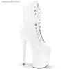 Boots Fashion Sexy Knight Female 8 بوصة منصة الكعب العالي أحذية الكاحل للنساء أحذية الشتاء الخريف 20 سم أبله الرقص الأسود أحذية T230817