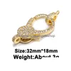 Clasps Hooks Riversr Cz Micro Pave Lobster Clasp White Pink Yellow Gun Black Copper Zircon Pendant Connectors Diy Jewelry Findings W Dhmua