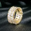 Pierścienie opaski musujący interwał sześcien cyrkonu srebrne złoto kolorowe pierścienie dla kobiet łzy okrążą Cz Wedding zaręczynowa biżuteria J230817