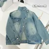 Kvinnor BLOUSES 2023 Spring Fashion Loose Korean Vintage Asymmetric Design Short Jacka Gradient Color Denim Shirt For Women Z191