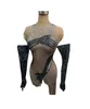 Women's Jumpsuits Rompers Black Gold Sequins Jumpsuit Gloves Sexy PoleDance Outfit Women Di Ds Party Gogo ClothingClubwear Drag Queen Costume 230816