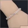 Tennis Luxury Crystal Bracelet for Women Bling White Rhinestone Gold Sier Rose Chains Bangle mode sieraden cadeau deliv levering Dhuyd