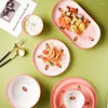 Ciotole piatto in ceramica fragola creatività moderna disegnata a mano insalata fresca ciotola pratica bella e slittanti stoviglie